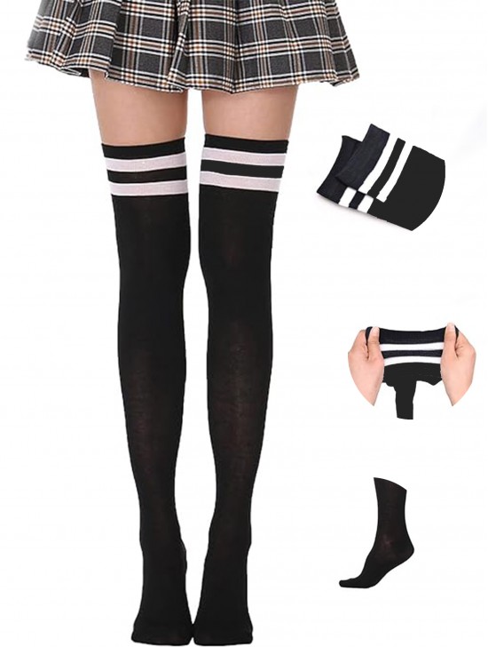 Striped Knee High Warmer Socks